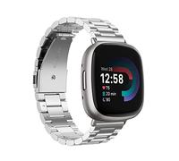 Chofit Straps Compatible with Fitbit Versa 4/Sense 2 Strap, Metal Stainless Steel Wristband Replacement Business Band for Sense 2/Versa 4 (Silver)