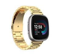 Chofit Straps Compatible with Fitbit Versa 4/Sense 2 Strap, Metal Stainless Steel Wristband Replacement Business Band for Sense 2/Versa 4 (Gold)