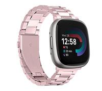 Chofit Straps Compatible with Fitbit Versa 4/Sense 2 Strap, Metal Stainless Steel Wristband Replacement Business Band for Sense 2/Versa 4 (Rose Pink)