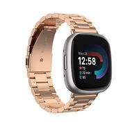 Chofit Straps Compatible with Fitbit Versa 4/Sense 2 Strap, Metal Stainless Steel Wristband Replacement Business Band for Sense 2/Versa 4 (Rose Gold)