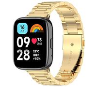Chofit Straps Compatible with Redmi Watch 3 Active/Watch 3 Lite Strap, Metal Stainless Steel Wristband Replacement Business Band for Redmi Watch 3 Lite/Watch 3 Active (Gold)