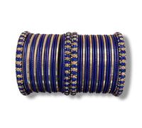 CHOHAN'S Churi Bangle Set for Women & Girls - Traditional Indian Pakistani Jewellery for Karwa Chauth, Weddings & Festivals | Lightweight Ethnic Bangles (Royal Blue, L(2.8))
