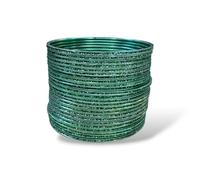 CHOHAN'S Handmade Glitter Bangles Set of 24 Lightweight Traditional Indian Bangles for Women & Girls,Festivals & Party Wear, Skin-Friendly Multi-Color Jewellery for Weddings (Mint, 6.4, Centimeters)