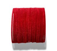 CHOHAN'S Handmade Velvet Bangles Set of 24 Lightweight Traditional Indian Bangles for Women & Girls, Skin-Friendly Multi-Color Ethnic Jewellery for Weddings, Festivals & Party Wear (Red, XL(2.10))