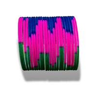 CHOHAN'S Handmade Velvet Bangles Set of 24 Lightweight Traditional Indian Bangles for Women & Girls, Skin-Friendly Multi-Color Ethnic Jewellery for Weddings, Festivals & Party Wear (Multi, M (2.6)