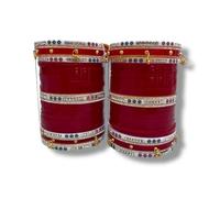 CHOHAN'S Indian Wedding Chura Bangles Set for Women - Traditional Punjabi Bridal Chuda - Chunky Resin Acrylic Churiyan - Ethnic Bollywood Style Bridal Jewellery (2.6, Centimeters)