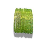 CHOHAN'S Rain Drop Glass Bangles Set of 12 Lightweight Traditional Indian Bangles for Women & Girls, Skin Friendly Multi-Color Ethnic Jewellery for Weddings (Pistacio, 6.7, Centimeters)