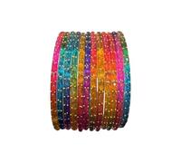 CHOHAN'S Raindrop Glass Bangles Set of 12 Lightweight Traditional Indian Bangles for Women & Girls, Skin Friendly Multi-Color Ethnic Jewellery for Weddings (Multi, 5.7, Centimeters)