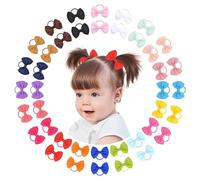 Choicbaby 40PCS 2" Baby Hair Ties Boutique Tiny Elastic Ponytail Rubber, Toddler Hair Accessories for Baby Girls Newborn Infants Little Girl in Pair Hair Bands