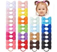 Choicbaby 40pcs Multicolor Baby Girls Hair Bows & Ties Elastic Headband Ponytail Holder Rubber Band Hair Ropes - 20, 40 Count (Pack of 1)