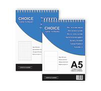 Choice A5 Notepads - 2 Pack (1 Ruled/1 Squared) - Double Strength White Wire - 90gsm white paper - Perfect Daily Notepads