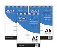 Choice A5 Ruled Notepads - 3 Pack - Double Strength White Wire - 90gsm white ruled paper - Perfect Daily Notepads