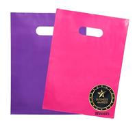 Choice Marts 200 Pink & Purple Merchandise Bags 100 Pink and 100 Purple 1.5Mil, 9" x 12" Extra Thick Glossy Bags for Small Business and Plastic Boutique Bags with Die Cut Handles
