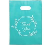Choice Marts Merchandise Thank You Bags 100 Teal Color 9"x12" Size 1.5Mil Thick With Handles