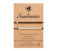 Choice Message Couple 8 Jewellery Pinky Promise Matching Bracelet for Couples Man Distance Relationship Gifts for Women Men Cute Couple Gifts Stainless Bracelets Moon Mom Rings, one size, Plastic, No