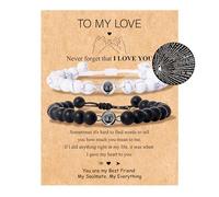 choice of all 2PCS Matching Bracelets for Couples Long Distance Couple Bracelets for Women Men I Love You 100 Languages Picture Bracelets Relationship Gifts Matching Couples Stuff, adjustable, alloy