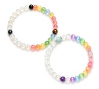 choice of all Dopamine Jewelry Rainbow Beaded Bracelets Sun UV Reactive Color Changing Boho Summer Beach Accessories for Couples Friendship Gifts（A4）, L, Alloy, no gemstone