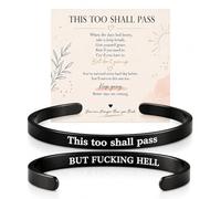 choice of all This Too Shall Pass Bracelet Inspirational Bangle Open Cuff Bracelet with Message Card Encouragement Inspirational Gifts for Family Friends, One Size, Zinc, no gemstone