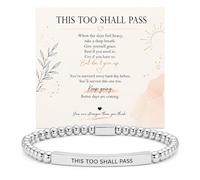 choice of all This Too Shall Pass Bracelet Inspirational Beaded Stretch Bracelet with Message Card Encouragement Inspirational Gifts for Family Friends, One Size, Zinc, no gemstone