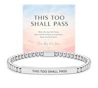 choice of all This Too Shall Pass Bracelet Inspirational Gifts Beaded Stretch Bracelet with Message Card Encouragement Jewelry for Family Friends, One Size, Zinc, no gemstone