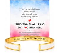 choice of all This Too Shall Pass Mantra Cuff Bracelet But F Hell Inspirational Bangle Bracelet with Message Card Encouragement Gifts for Family Friends, One Size, Zinc, no gemstone