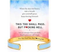 choice of all This Too Shall Pass Mantra Cuff Bracelet But F Hell Inspirational Bangle Bracelet with Message Card Encouragement Gifts for Family Friends, One Size, Zinc, no gemstone