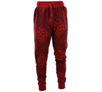 ChoiceApparel Mens Paisley Bandana Print Jogger Sweatpants with Zippered Back Pocket, Pf01-red, Small