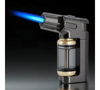 CHOICEDC Butane Torch Lighter, Jet Flame Refillable Butane Lighter with Safety Lock, Visible Fuel Tank, Punch, Windproof Adjustable Mini Blow Torch Lighters for Cooking Creme Brulee BBQ Candle, No Gas