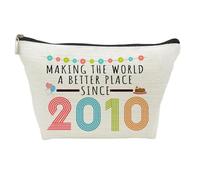 Choinn 15th Birthday Gifts for Girls, Funny 15 Year Old Gift Makeup Bag, 2010 15th Birthday Makeup Bags for Her, Teens, Sister, Daughter, Niece, Granddaughter, Making The World a Better Place 2010