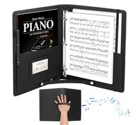Choir Folder, A4 PU Leather 3-Ring Music Binder Black, 200-Page Capacity, Waterproof Choral Folder with Dual Pockets, Card Slot, Pen Holder & Elastic Closure (13 x 9.6 in / 33 x 24.3 cm)