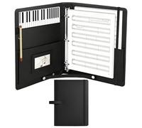 Choir Folder Black A4 Music Folder Large 3 Ring Music Folder for Choir Notes, Choir Folder with Hand Strap, Black for Singers, for Bands and Stage Performances