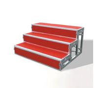 Choir Risers Folding Choral Stairs Stage Riser Platform Based Metal Anti-Slip Portable Stage Platform,(Red Choral Risers 2/3 Tier Carpeted Step Stool, 3-Level Stage Platforms for Choir Sing