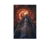 Choirs Sing From The Tower While Stars Spiral in Praise Above A World Reborn Wall Art Mural Modern Decoration Hanging Art Poster 12x18inch(30x45cm)