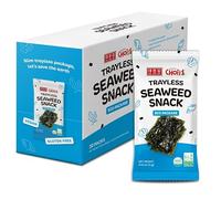 Choi's 1 Trayless Seaweed Snack - Korean Roasted Laver, Eco-Friendly Packaging, Healthy Vegan Snack, Gluten-Free, 20 X 4g - Made in Korea