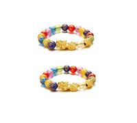 Choistily 2PCS FengShui Bracelets for Women Wealth And Luck Bracelet Black Obsidian Pixiu Wealth Bracelet FengShui Beaded Strand Bracelets for Women Men, One Size, Stone, no gemstone