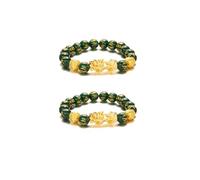 Choistily 2PCS FengShui Bracelets for Women Wealth And Luck Bracelet Black Obsidian Pixiu Wealth Bracelet FengShui Beaded Strand Bracelets for Women Men, One Size, Stone, no gemstone
