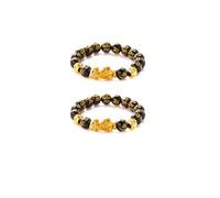 Choistily 2PCS FengShui Bracelets for Women Wealth And Luck Bracelet Black Obsidian Pixiu Wealth Bracelet FengShui Beaded Strand Bracelets for Women Men, One Size, Stone, no gemstone
