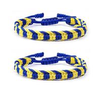 Choistily 2PCS Ukrainian Bracelet Yellow Blue Braided Bracelets Adjustable Handmade String Sunflower Bracelets for Women Trendy 2025, adjustable, alloy, no gemstone