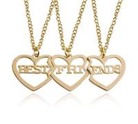 Choistily Friendship Necklace for 3 BFF Necklaces, Cute Heart Matching Necklace, Best Friends Forever with Crystal Broken Heart Charm Pendant Necklace, Sister Birthday Gifts, Metal, No Gemstone