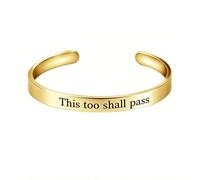 Choistily This Too Shall Pass Cuff Bracelet Stainless Steel Engraved Inspirational Bangle Bracelets for Women Men Inspirational Jewelry Gifts, M, Stainless Steel, no gemstone