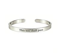 Choistily This Too Shall Pass Cuff Bracelet Stainless Steel Engraved Inspirational Bangle Bracelets for Women Men Inspirational Jewelry Gifts, M, Stainless Steel, no gemstone