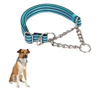 choke collar for dogs，Stainless Steel Chain Collar Martingale, No Pull Slip Cinch Training Escape Proof Heavy Duty Dog Collar for Small Medium Large Pet Boy Male Dogs，Blue M