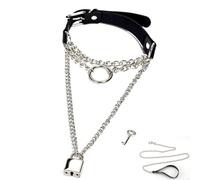 Choker Collar Women Men, Couples Cosplay Party Bedroom Leather Necklaces, Adjustable Goth Punk Rock Collar, O Ring Adult Submissive Harness Collars and Leash