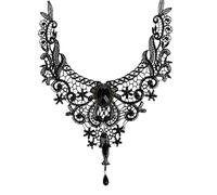 Choker Necklace 1PC Collar Necklace Black Beaded Sexy Lace Neck Choker Vintage Tassel Chain Women Halloween Jewelry