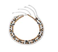 choker necklaces for women，Vintage Tribal Natural Mix Wood Beaded Choker Necklaces Set for Men Boho Black White Soft Clay Surfer Neck，gift