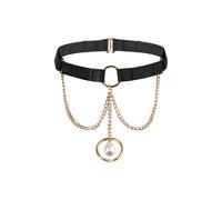 Chokers for Women Black Punk Chain Necklace Retro Gothic Rock Collar Adjustable with Teardrop Tassel Pearl O Ring Jewelry Gift for Girl Ladies Halloween Christmas Party Club Rave Outfit (Pearl)