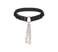 Chokers for Women Black Punk Chain Necklace Retro Gothic Rock Collar Adjustable with Teardrop Tassel Pearl O Ring Jewelry Gift for Girl Ladies Halloween Christmas Party Club Rave Outfit (Tassel)