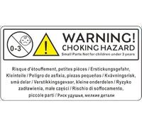 Choking Hazard Warning Labels with Translation, Not Suitable for Children Under The Age of 3 Years, 70mm x 37mm (50)