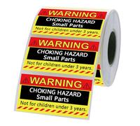 Choking Warning Labels,1x 2 Inch Choking Warning Hazard Labels, Red Yellow Small Parts Suffocation Warning Stickers Not for Children Under 3 Years Labels for Packing Shipping (500 Pcs)