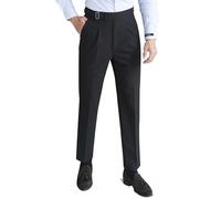CHOKMAR Men's Classic Gurkha Naples Italian Old Money Style No Belt Required Dress Pants, Black, 32W x 31L